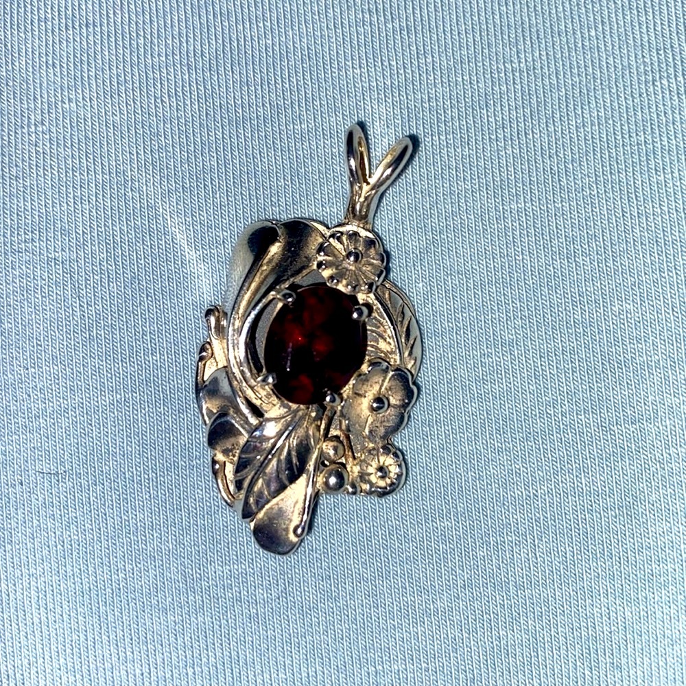 Vintage sterling ruby necklace pendant
